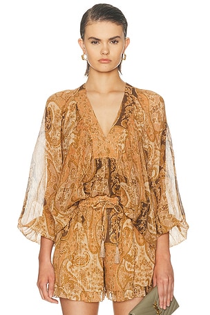 Zimmermann Carousel Batwing Top in Brown