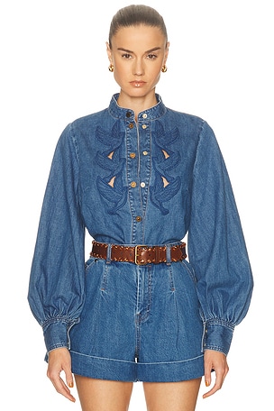 Zimmermann Denim Applique Shirt in Blue