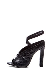 Alexander Wang Clara Croc Embossed Leather Heels in Black | FWRD