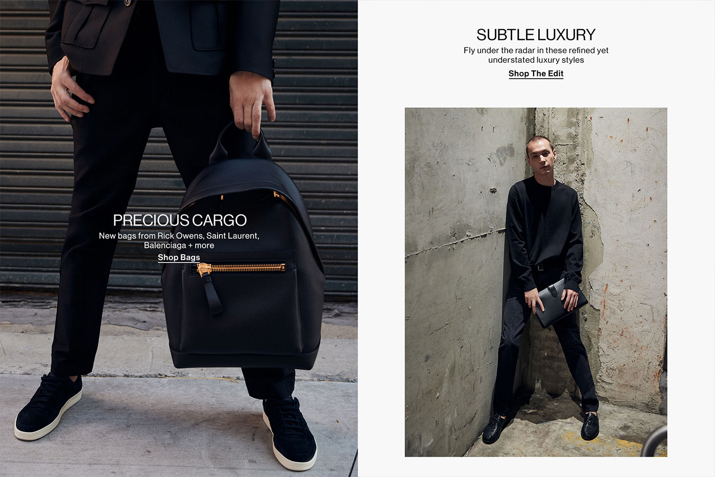 HED: Precious Cargo DEK: New bags from Rick Owens, Saint Laurent, Balenciaga + MORE CTA: SHOP BAGS